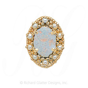 GS174 OP/PL - 14 Karat Gold Slide with Opal center and Pearl accents 